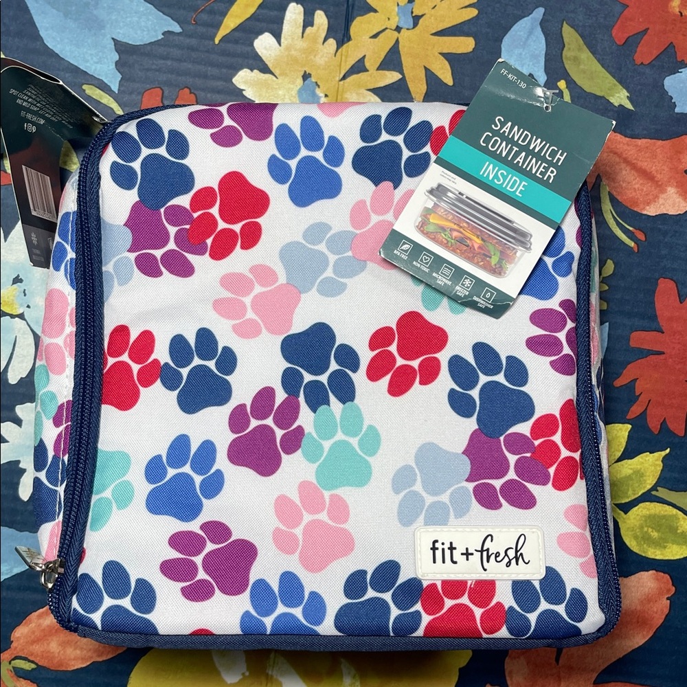 Fit + Fresh Colorful Paw Print Mini Lunch Bag